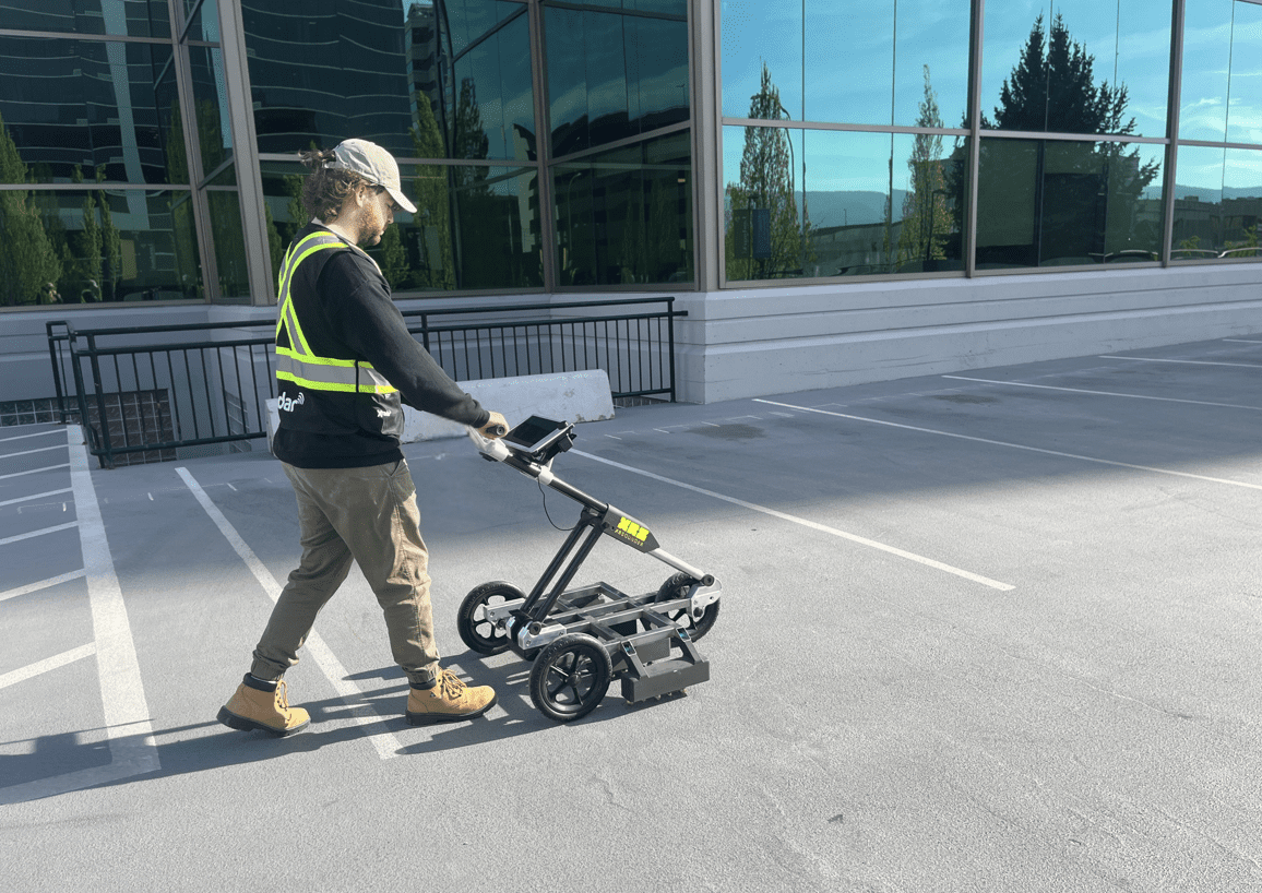 Xradar tech on site with XRSounder used for delamination detection